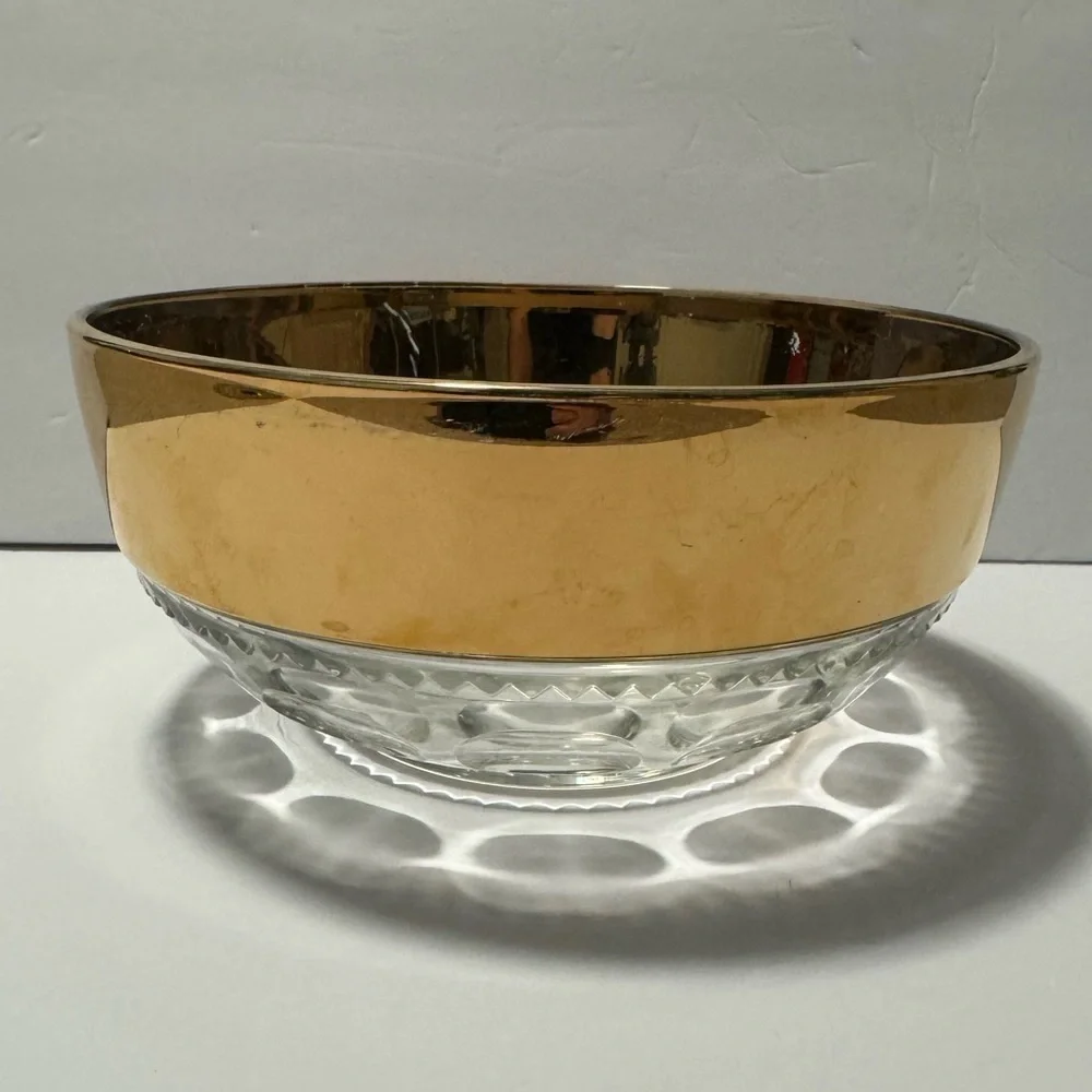 Vintage Kings Crown Thumbprint Large Serving Bowl With Wide Gold Band